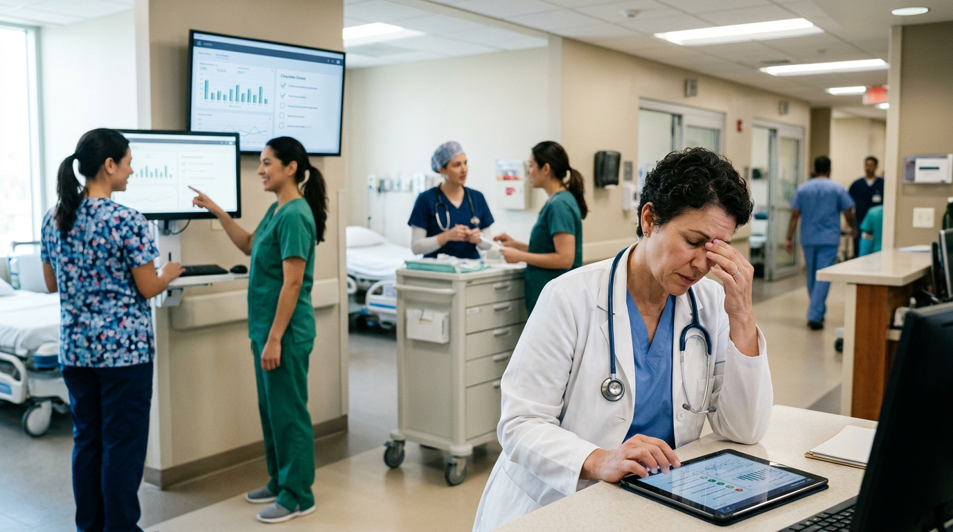 Editorial image for ZayedMD article 'Why Physicians Are More Skeptical of Clinical AI Than Nurses Amid Rising Burnout'.